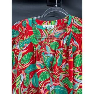 Rose+Olive Red Floral Print Boho Tunic Flutter Sleeve Blouse 3XL‎